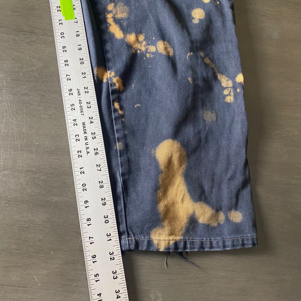 Raw Edge Grunge Y2K Bleach Splatter Distressed Carpenter Jeans Black 34x34 - Picture 11 of 14